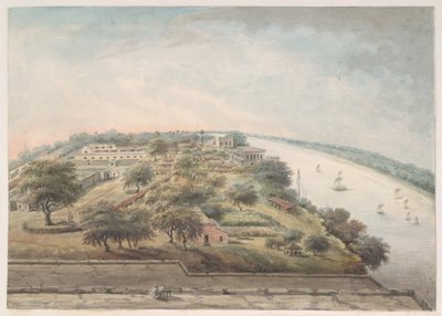 Fugleperspektiv ovenfra Opium Godown ved Patna av Ram Sita