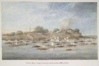 Lord Hastings' flotilje ved elven, med mange pinnace budgerows av Ram Sita