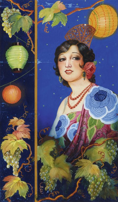 Ung kvinne med sjal, ca. 1925 (gouache på papir) av Ramón José Izquierdo y Garrido