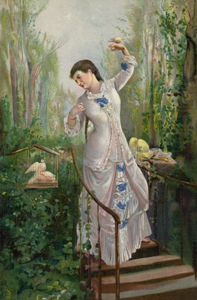 Turtle Dove Mother (chromolitho) av Ramón Martí Alsina