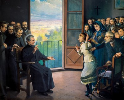 "" Saint John Bosco (Giovanni Bosco sier også Don Bosco-prest og italiensk pedagog (1815-1888) "" Maleri av Ramon Bofarull (1800-tallet) av Ramon Bofarull