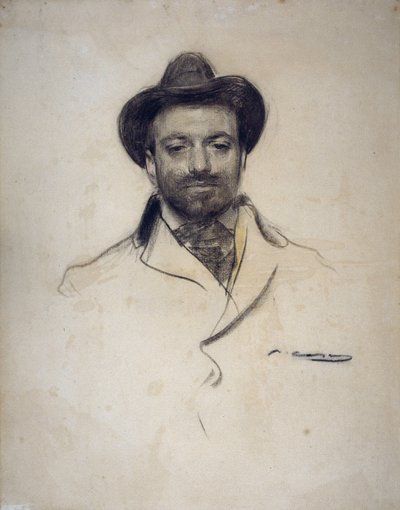 ""Portrett av den spanske maleren og fotografen Jose Maria Sert (1874-1945)"" Kulltegning av Ramon Casas (1866-1932) 1904 Privat samling av Ramón Casas