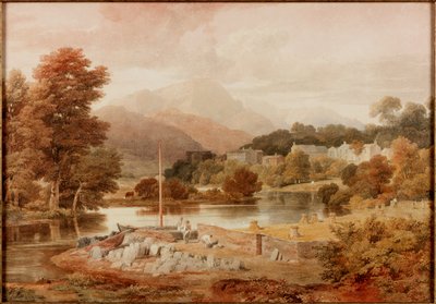A Slate Wharf, Brathay (blyant og akvarell på papir) av Ramsay Richard Reinagle