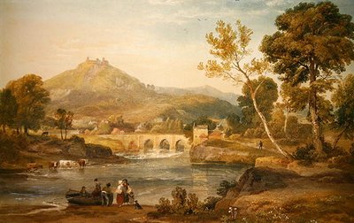Llangollen, Wales (akvarell på papir) av Ramsay Richard Reinagle