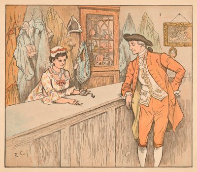 Kunde i en pantelånerbutikk, c1885, 1934. av Randolph Caldecott