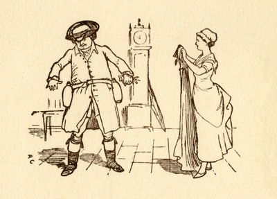 John Gilpin fester vinflasker til beltet sitt, 1878, c1918. av Randolph Caldecott