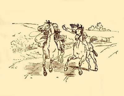 John Gilpin blir funnet av postgutten fra Bell Inn, 1878, c1918. av Randolph Caldecott