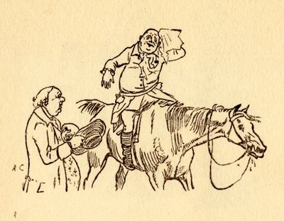 John Gilpin tørker det svette brynet med et lommetørkle, 1878, c1918. av Randolph Caldecott
