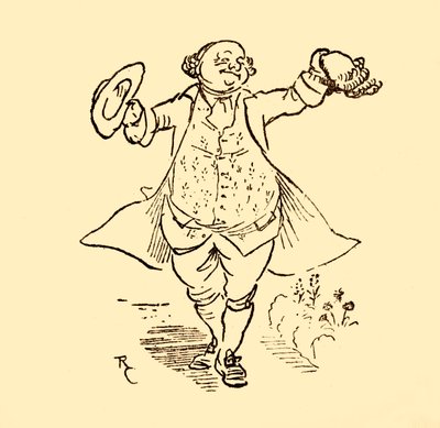 John Gilpins venn låner ham en parykk og en hatt, 1878, c1918. av Randolph Caldecott