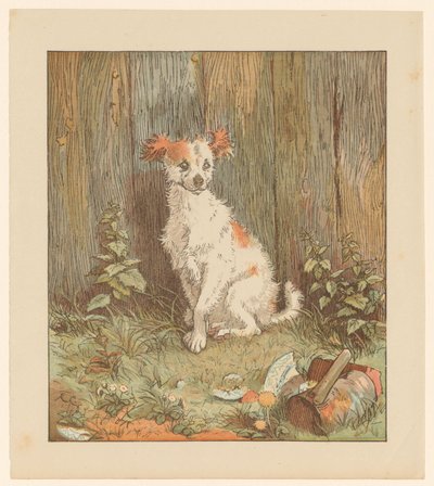 Liten hund som sitter ved et gjerde av Randolph Caldecott