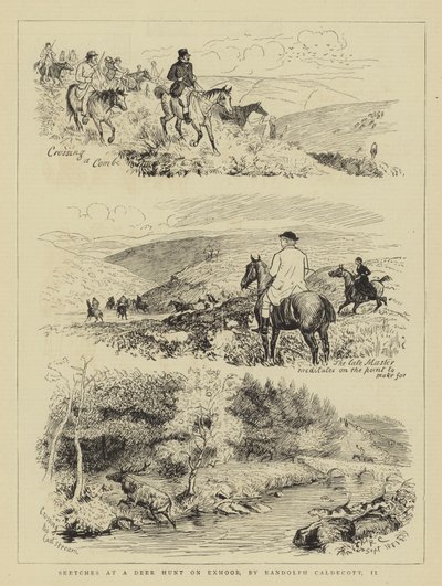 Skisser på hjortejakt på Exmoor av Randolph Caldecott