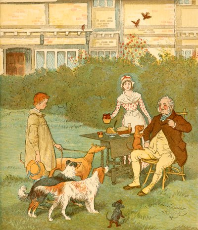 Bondegutten med sine herres hunder, c1881. av Randolph Caldecott
