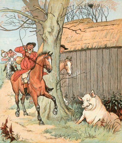 Jakten (fargelitografi) av Randolph Caldecott