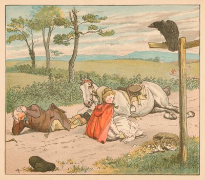 Hoppa brakk knærne og bonden hans krone, c1885, 1934. av Randolph Caldecott