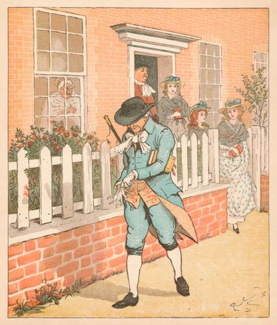 Den gode mannen fra Islington drar til kirken, ca 1879. av Randolph Caldecott