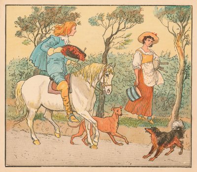 Hvor skal du, min vakre hushjelp, c1882. av Randolph Caldecott