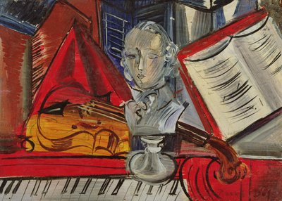Hyllest til Mozart, ca. 1945 (olje på lerret) av Raoul Dufy