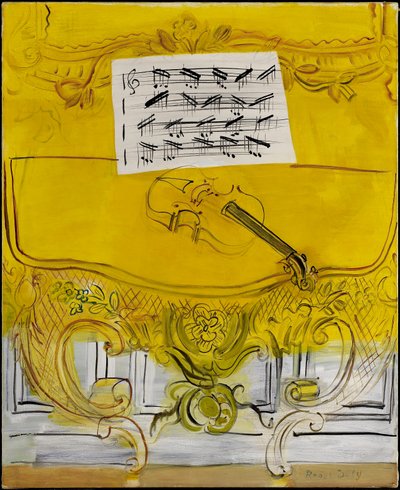 Den gule konsollen med en fiolin av Raoul Dufy