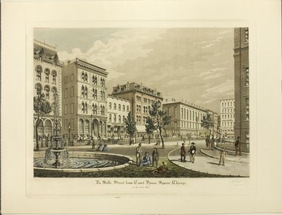 La Salle Street fra Court House Square, Chicago, i år 1865 av Raoul Varin