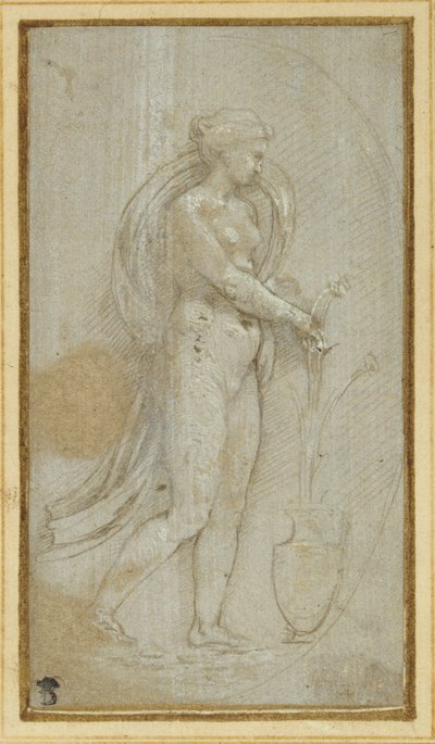 Allegory of Grammatica (metall-punkt og hvit kroppsfarge på papir) av Raphael