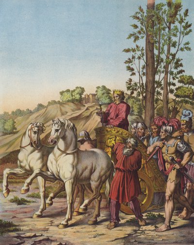 Herodes den store blir konge av Judea som en vasal av romerne (farge litho) av after Raphael