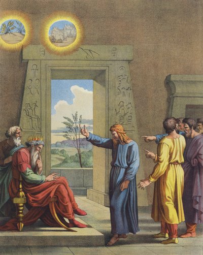 Josef tolker faraos drømmer (farge litho) av after Raphael
