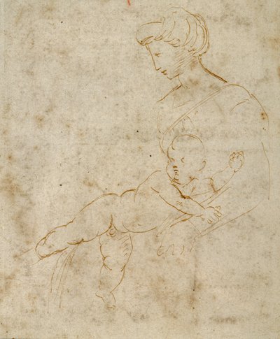 Madonna and Child, ca. 1505 (penn og brunt blekk på papir) av Raphael