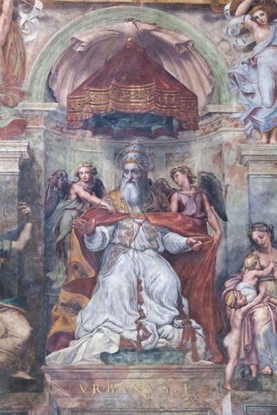 Papst Urban I. zwischen Iustitia und Caritas von Raphael (1483-1520)