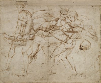 The Death of Adonis (penn og brunt blekk på off-white papir) av Raphael
