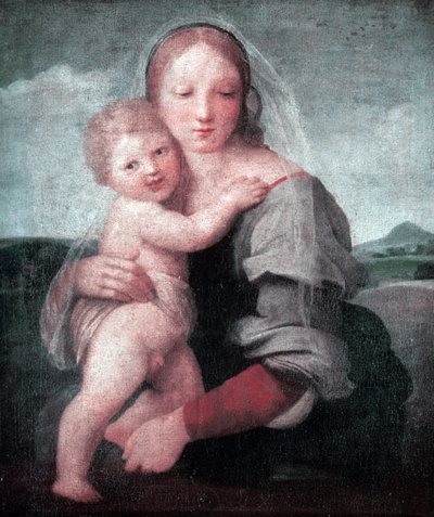 The Madonna and Child (Madonne of the Tower) 1509-1511 (olje på lerret) av Raphael