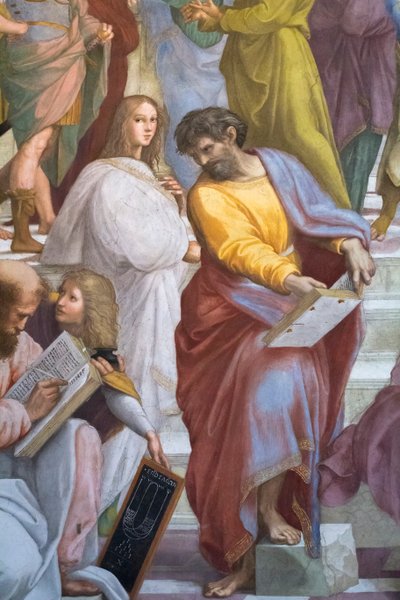 Skolen i Athen, detalj av Parmenides, Scala della Segnatura av Raphael (1483-1520)