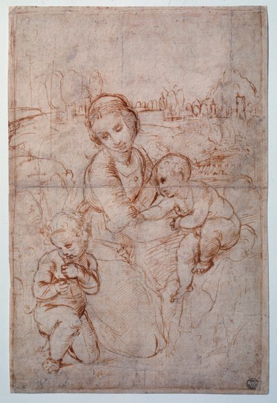 The Virgin of Prince Esterhazy Study - Tegning, ca. 1507-1508 av Raphael
