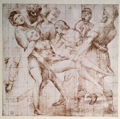 Studiedeponeringen for altertavlen Baglioni - tegning, ca. 1507 av Raphael