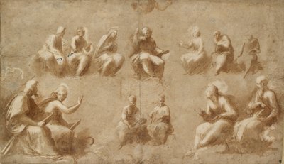 Christ and the Saints in Glory Study for the Disputa, tidlig på 1500-tallet av Raphael