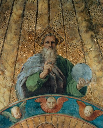 Tvist. Detalj: Gud Faderen. Fresco i Stanza della Segnatura, ca 1510-1511. av Raphael