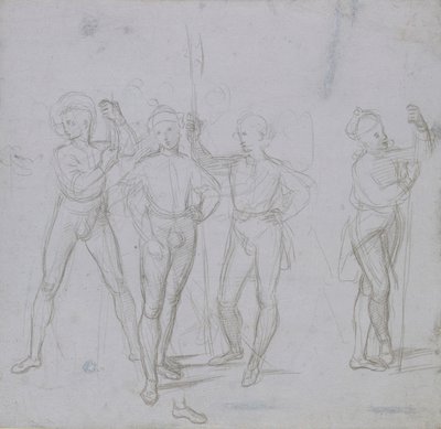 Gruppe på fire stående soldater, c1503. av Raphael
