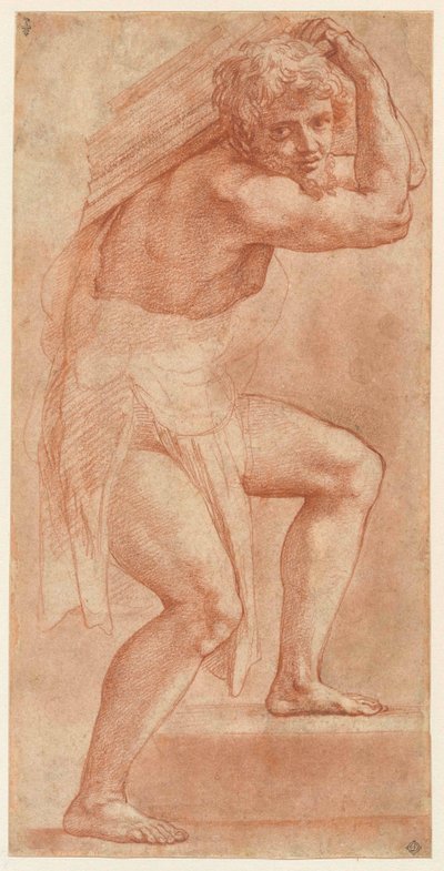 Mann halvt innpakket, bærende en byrde, 1514-1516. av Raphael