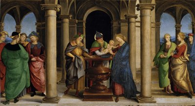 Presentasjon ved Temple Predella-panelet til Oddi-altertavlen, 1503. av Raphael
