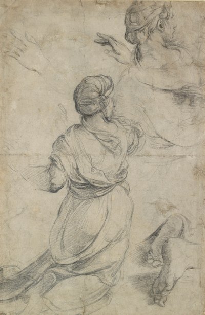 Studier for to knelende kvinner, c1500-1520 av Raphael