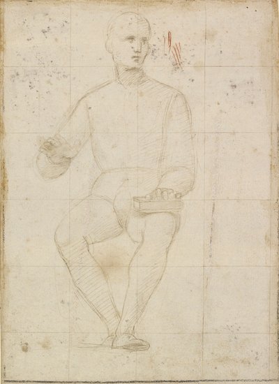 Studie av en sittende mann, tidlig på 1500-tallet av Raphael