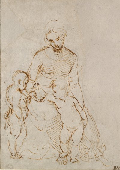 Jomfruen og barnet med St John, tidlig på 1500-tallet av Raphael