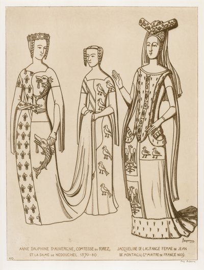 Anne Dauphine, grevinne av Forez og frue av Nedouchel, 1370-80. Jacqueline de Lagrange, kone til Jean de Montagu, mester i Frankrike, 1409. av Raphael Jacquemin