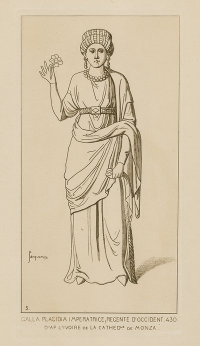 Galla Placidia-keiserinne, regent av Vesten, 430. Basert på elfenbenet fra katedralen i Monza. av Raphael Jacquemin