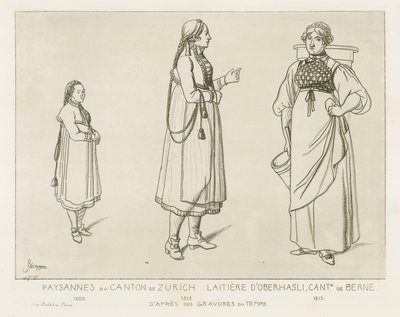 Bønder fra kantonen Zürich og melkekvinne fra Oberhasli i kantonen Bern av Raphael Jacquemin