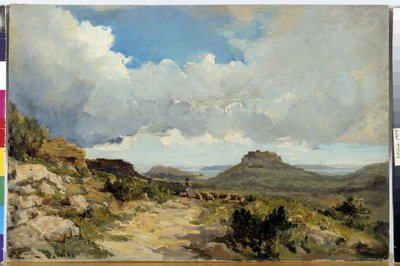 Berger a Miramas le Vieux, Etang de Berre in the Bouches of the Rhone Maleri av Raphael Luc Ponson (1835-1904) Obligatorisk omtale: Samlingsstiftelsen vedrørende de Provence, Marseille av Raphael Luc Ponson