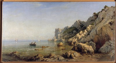 Kysten av Sormiou Calanques nær Marseille (olje på lerret). av Raphael Luc Ponson