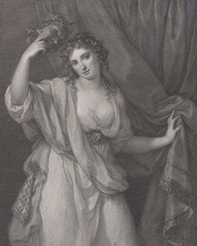 Lady Hamilton som tegneseriemuse, Thalia, 1791. av Raphael Morghen
