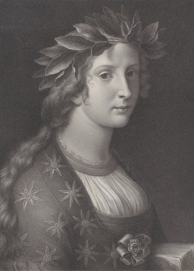 Poesi, en kvinne med laurbærkrone, 1827 av Raphael Morghen