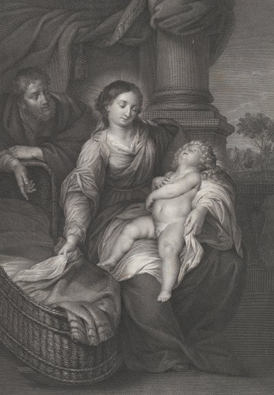 Den hellige familie, med Kristusbarnet sovende i Jomfruens fang, ca. 1778-86 av Raphael Morghen