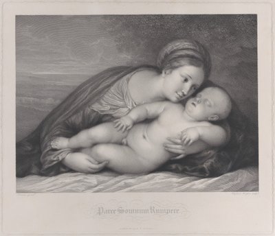 Madonnaen som omfavner det sovende Kristusbarnet, 1797. av Raphael Morghen